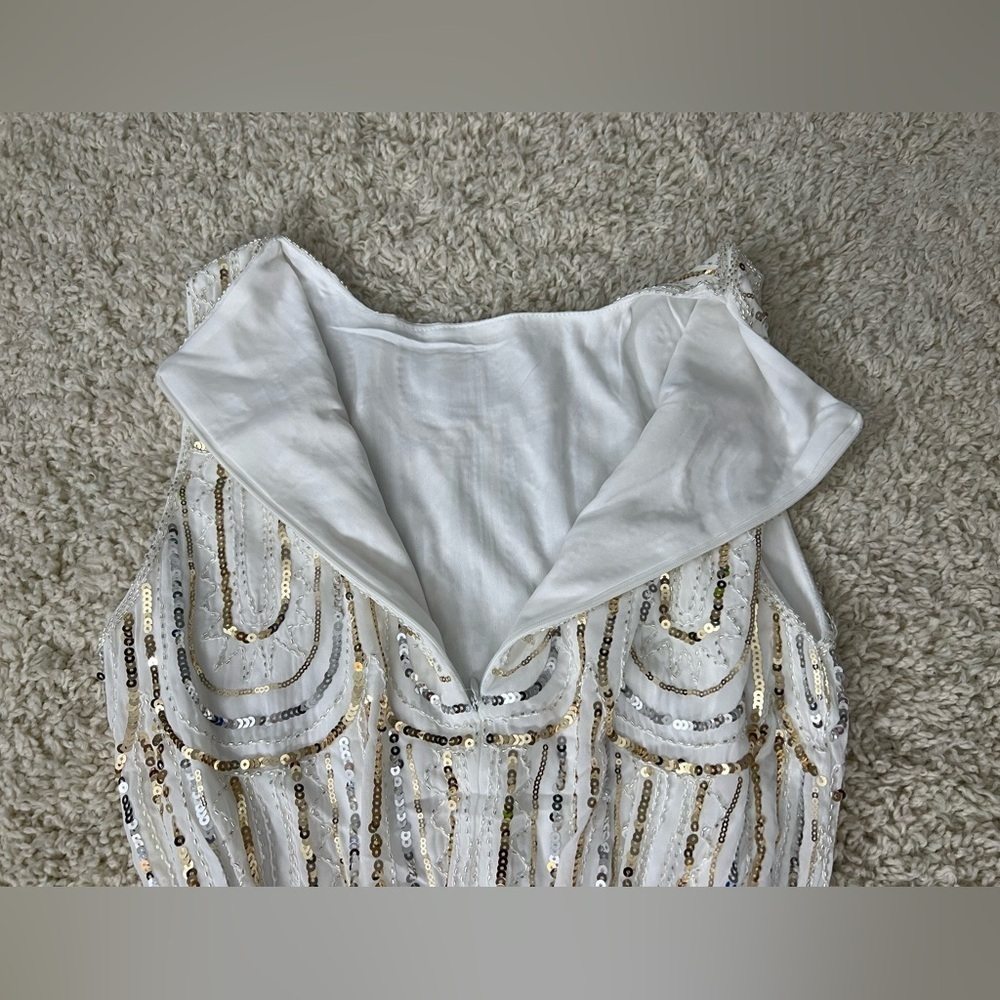 Women’s White and Gold 1920s Cocktail Dress NWOT - Picture 4 of 8